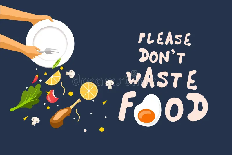 Vector Illustration Please Don T Waste Food Designs World Food Day International Awareness Day Food Loss Waste 225720732